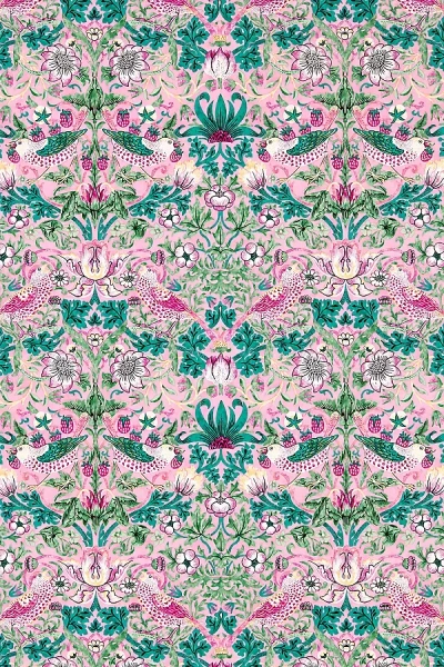 Sanderson Archive Strawberry Thief Wallpaper In Pink