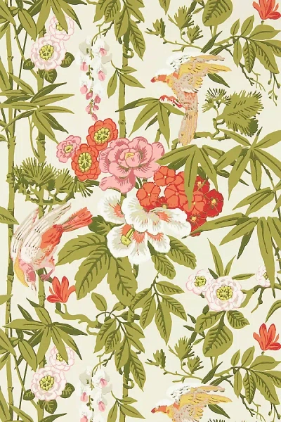 Sanderson Bamboo & Birds Wallpaper In Pink