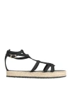 Sandia Woman Espadrilles Black Size 11 Soft Leather In Black