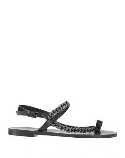 Sandia Woman Thong Sandal Black Size 7 Leather