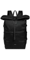 Sandqvist Icon Large Rolltop Backpack Black With Black Leather