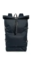 Sandqvist Icon Large Rolltop Backpack Navy With Black Leather
