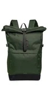 Sandqvist Icon Medium Rolltop Backpack Dawn Green With Dark Brown