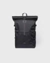 Sandqvist Icon Rolltop Backpack L In Black,black With Black Leather
