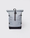 Sandqvist Icon Rolltop Backpack L In Ice Blue With Black Leather