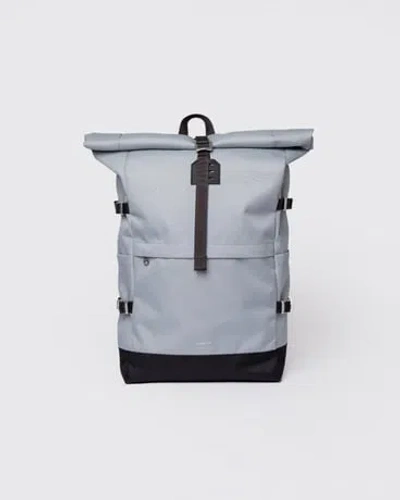 Sandqvist Icon Rolltop Backpack L In Ice Blue With Black Leather
