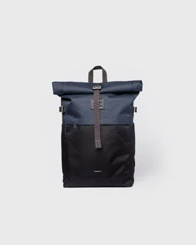 Sandqvist Icon Rolltop Backpack M In Multi Black,navy With Black Leather