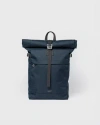 Sandqvist Icon Rolltop Backpack M In Navy With Black Leather