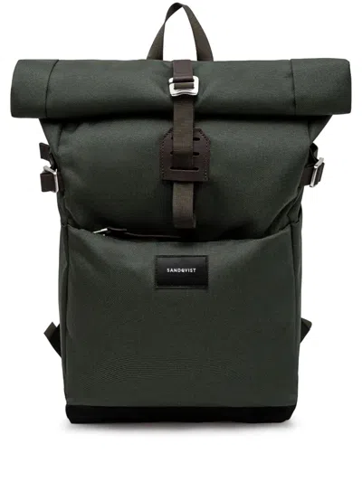 Sandqvist Roll-top Buckled Backpack In Green