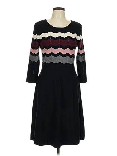 Pre-owned Sandra Darren 3/4 Sleeve Top Black Boatneck Tops