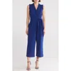 Sandra Darren Belted Ruffle Trim Jumpsuit In Royal