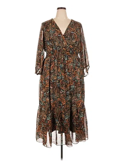 Pre-owned Sandra Darren Casual Dress In Brown