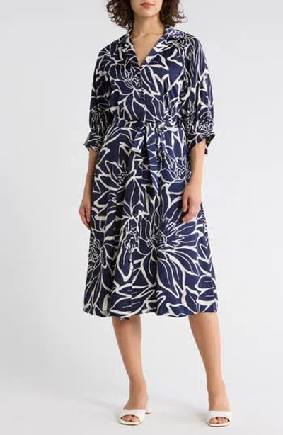 Sandra Darren Floral Midi Shirtdress In Multi
