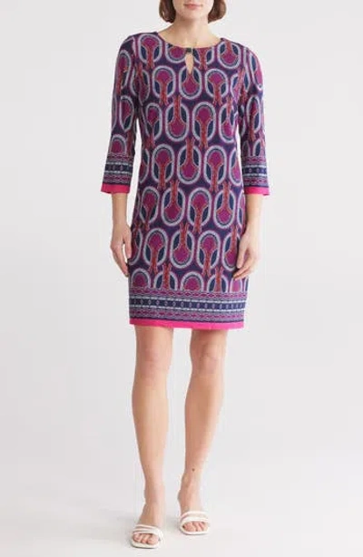 Sandra Darren Keyhole Print Shift Dress In Multi