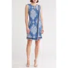Sandra Darren Keyhole Sleeveless Asymmetric Shift Dress In Denim