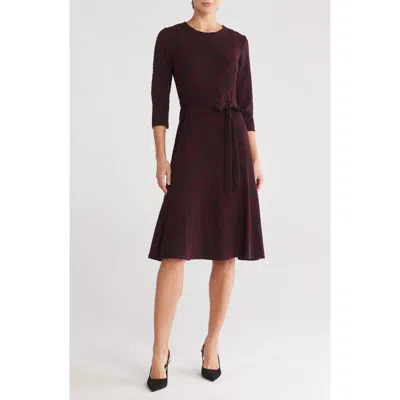 Sandra Darren Metallic Tie Waist Midi Dress In Black/red