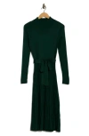 Sandra Darren Mock Neck Long Sleeve Sweater Dress In Green