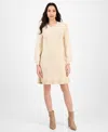 Sandra Darren Petite Cable-knit Sweater Dress In Neutral
