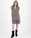 Sandra Darren Petite Flutter-sleeve Striped Shift Dress In Black