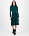 Sandra Darren Petite Pleated Midi Sweater Dress In Green
