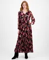 Sandra Darren Petite Surplice-neck Pleated Maxi Dress In Multi