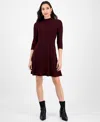 Sandra Darren Petite Textured Mock Neck Sweater Dress In Multi