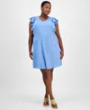 Sandra Darren Plus Size Flutter-sleeve Shift Dress