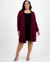 Sandra Darren Plus Size Layered-look Sweater Dress In Red