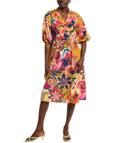Sandra Darren Puff Sleeve Midi Dress