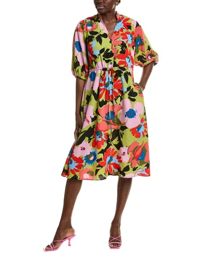 Sandra Darren Puff Sleeve Midi Dress