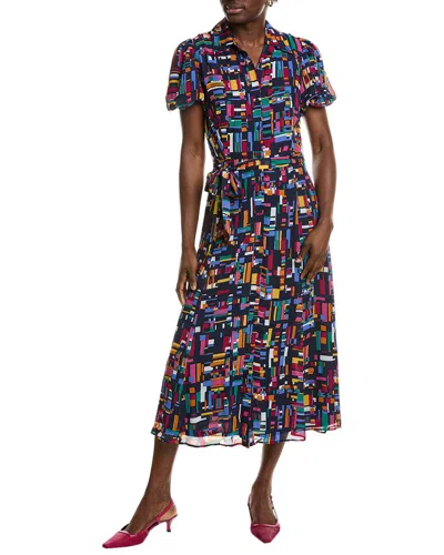 Sandra Darren Puff Sleeve Midi Dress