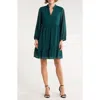 Sandra Darren Shimmer Swiss Dot Long Sleeve Dress In Green