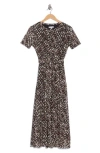 Sandra Darren Short Sleeve Mesh Midi Dress In Multi