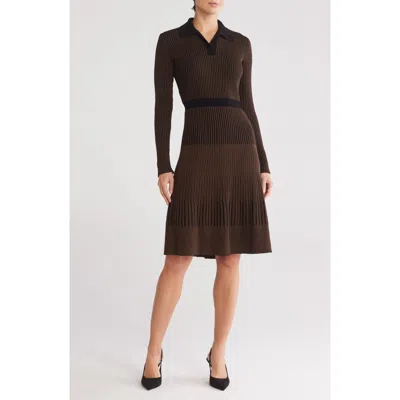 Sandra Darren Sweater Dress In Black/brown