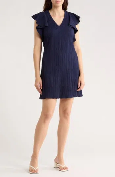 Sandra Darren V-neck A-line Dress In Blue