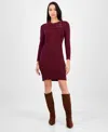 Sandra Darren Women's Cable-knit Fitted Long-sleeve Sweater Dress In Burgundy