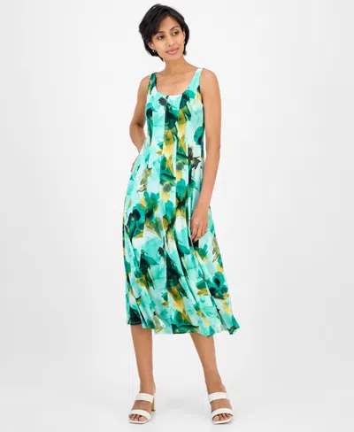 Sandra Darren Women's Seamed Scoop-neck Midi Dress In Multi