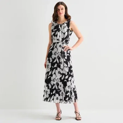 Sandra Darren Womens Round Neck Sleeveless Maxi Dress In Black