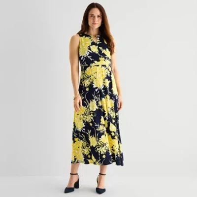Sandra Darren Womens Sleeveless Floral Maxi Dress In Yellow