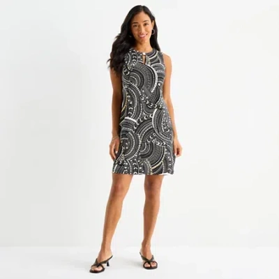 Sandra Darren Womens Sleeveless Geometric Shift Dress In Multi