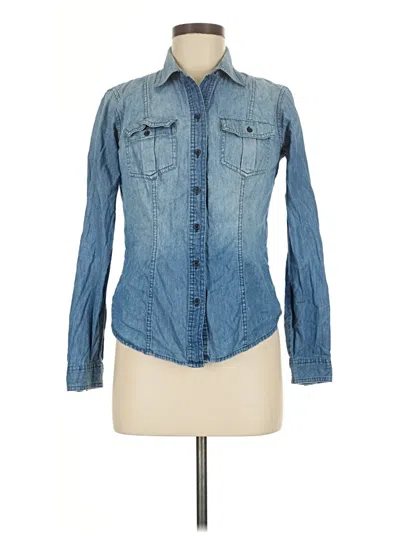 Pre-owned Sandra Ingrish Long Sleeve Button Down Shirt In Blue