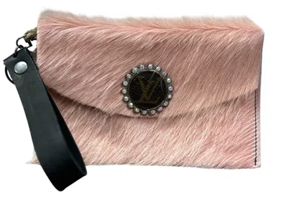 Sandra Ling Fur Purse Wristlet In Pink