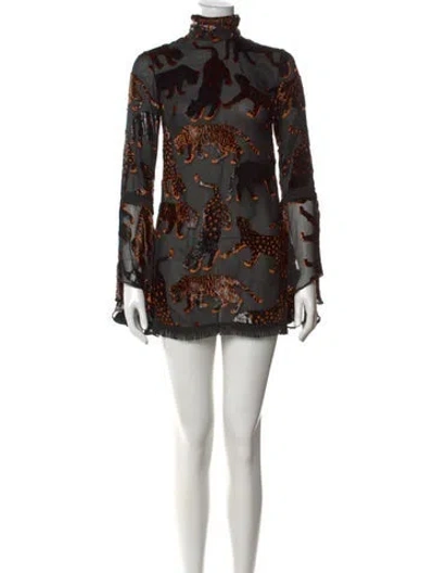 Pre-owned Sandra Mansour Animal Print Mini Dress In Black