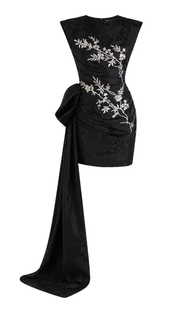 Sandra Mansour Blackout Silk Brocade Mini Dress