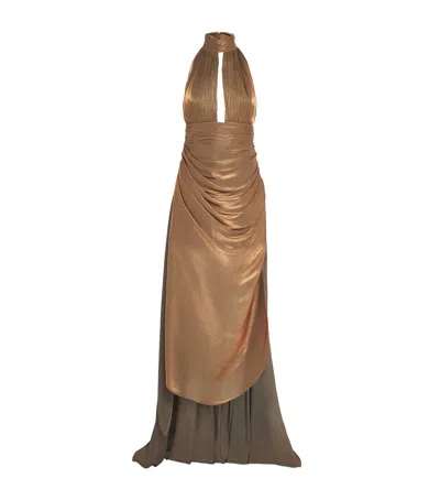 Sandra Mansour Draped Dans Le Blanc Gown In Brown