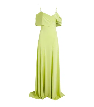 Sandra Mansour Draped Luminous Linger Gown In Green