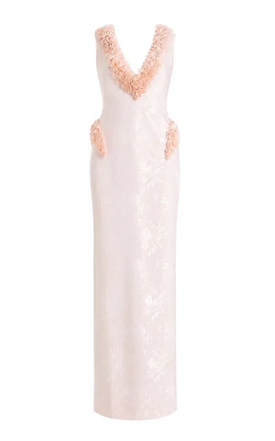 Sandra Mansour Heatwave Silk Brocade Maxi Dress In Pink
