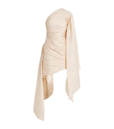 Sandra Mansour Ruched Ethereal Edge Mini Dress In Nude