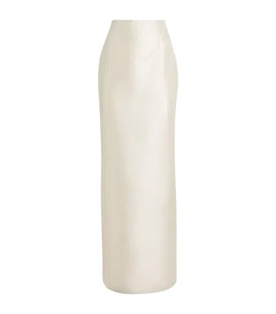 Sandra Mansour Satin Essence Maxi Skirt In White