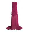 Sandra Mansour Silk-blend Crepe Ombre Gown In Purple